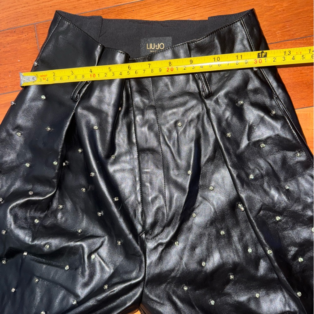 Liu Jo Milano faux leather Black Pants with Stud Accents high waist size 38 EU - Picture 11 of 13